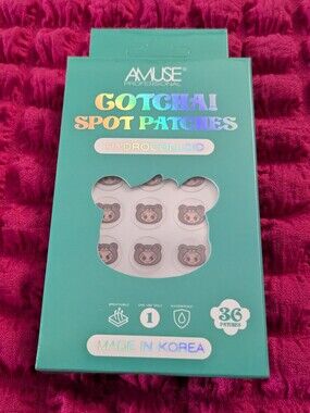 Amuse Cosmetics Gotcha! Hydrocolloid Spot Patches x36 NIB - Bear Character